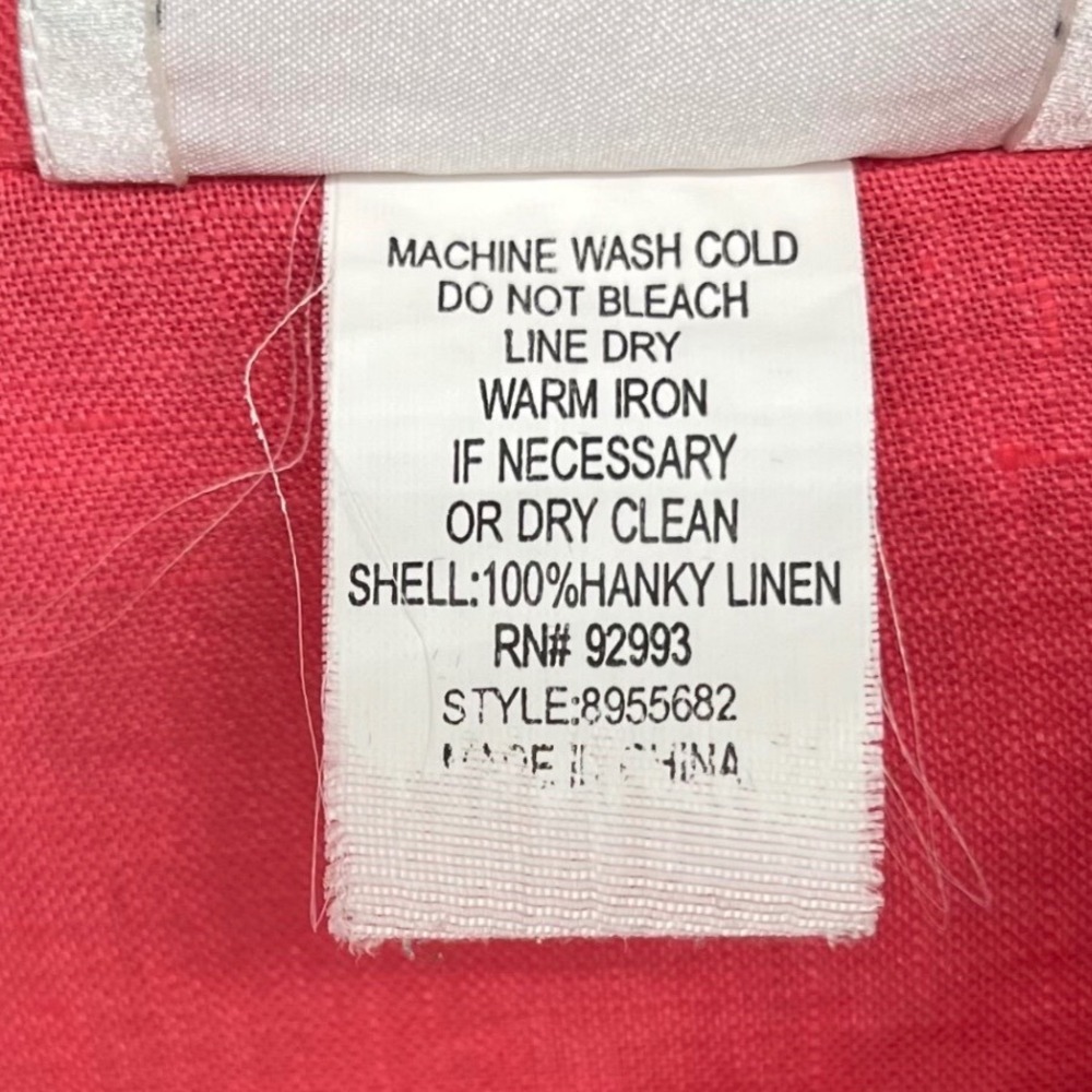 Vintage David N 100% Linen Size Small Womens Button Shirt Roll Tab Sleeves Coral - Picture 4 of 6